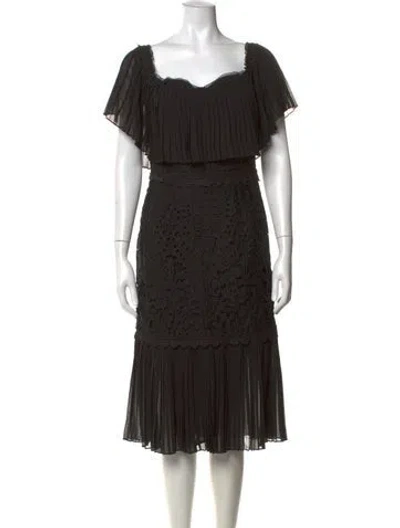 Pre-owned Temperley London Lace Pattern Midi Length Dress In Black
