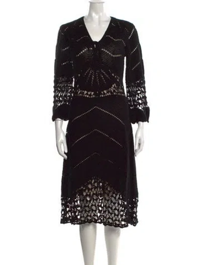 Pre-owned Temperley London Lace Pattern Midi Length Dress In Black