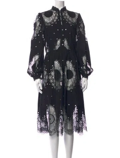 Pre-owned Temperley London Lace Pattern Midi Length Dress In Black