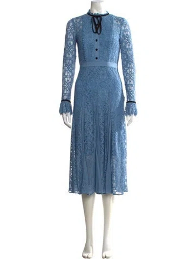 Pre-owned Temperley London Lace Pattern Midi Length Dress In Blue