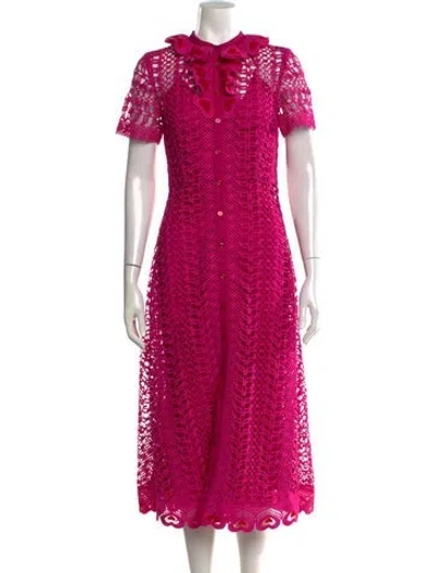 Pre-owned Temperley London Lace Pattern Midi Length Dress In Pink