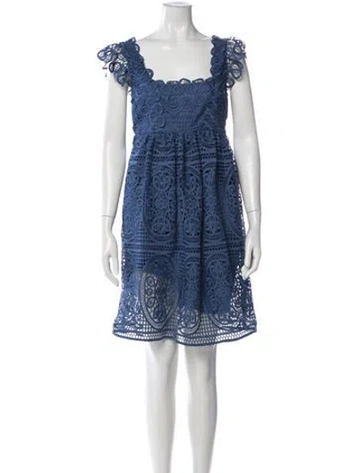 Pre-owned Temperley London Lace Pattern Mini Dress In Blue