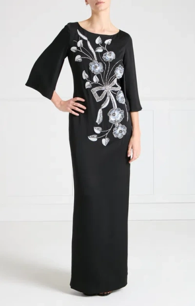 Temperley London Lana Sleeved Gown In Black