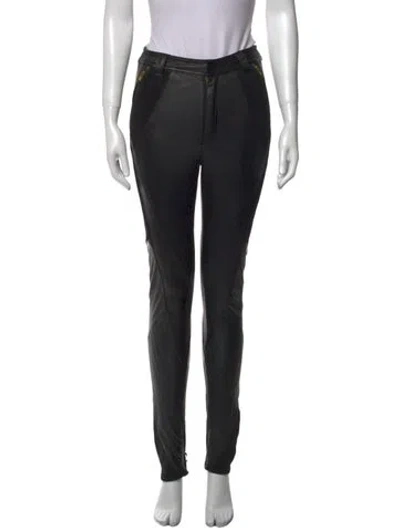 Pre-owned Temperley London Leather Straight Leg Pants In Black