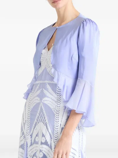 Temperley London Leilani Ruffled Silk-blend Jacket In Blue