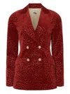 Temperley London Leopard-pattern Double-breasted Blazer In Red
