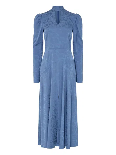 Temperley London Madame Split Floral-pattern Dress In Blue