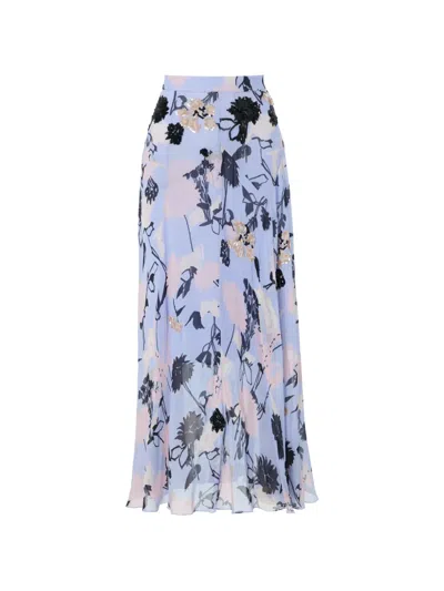 Temperley London Maisie Sequin-embellished Floral-print Skirt In Blue