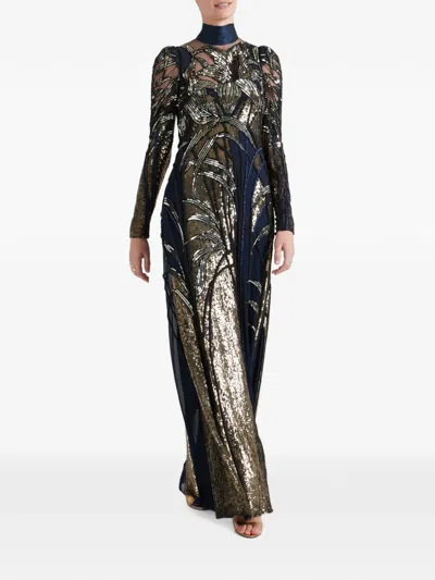 Temperley London Mariana Sequin-embellished Gown In Blue