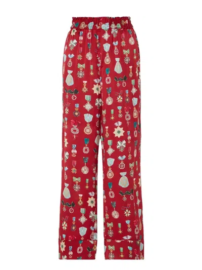 Temperley London Medal-print Trousers In Red
