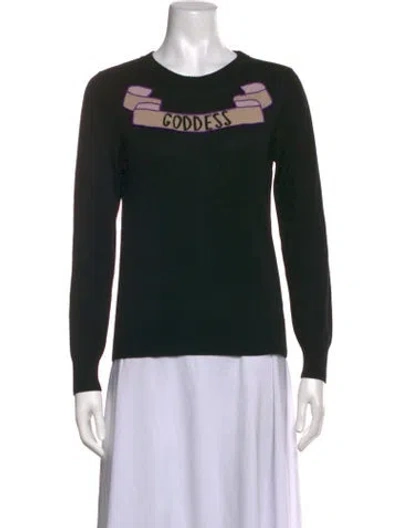 Pre-owned Temperley London Merino Wool Graphic Print Sweater In Black