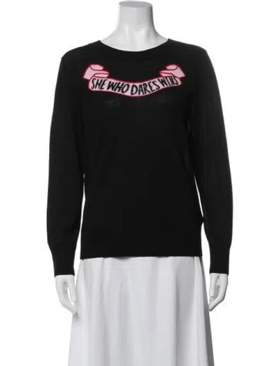 Pre-owned Temperley London Merino Wool Graphic Print Sweater In Blue