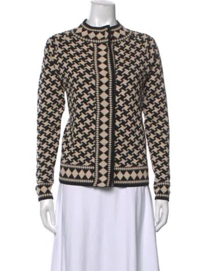 Pre-owned Temperley London Merino Wool Houndstooth Print Sweater In Neutrals