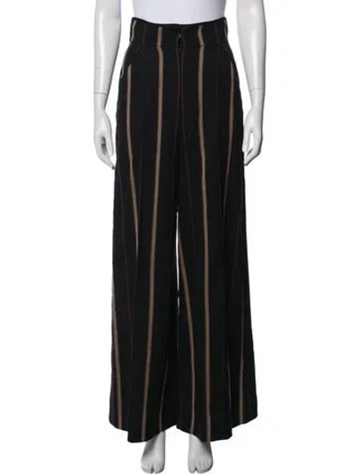 Pre-owned Temperley London Merino Wool Wide Leg Pants In Black