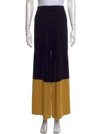 Pre-owned Temperley London Merino Wool Wide Leg Pants In Black/yellow