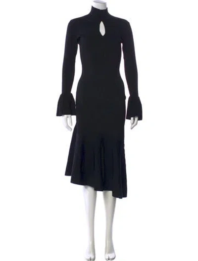 Pre-owned Temperley London Mock Neck Midi Length Dress In Black
