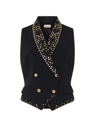 Temperley London Oberon Crystal-embellished Waistcoat In Black
