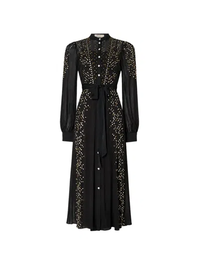 Temperley London Oberon Sequin-embellished Shirt Midi Dress In Black