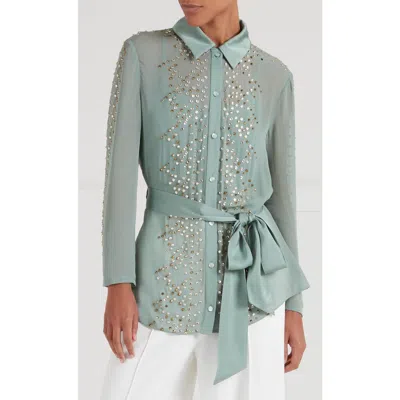 Temperley London Oberon Shirt In Jade Green
