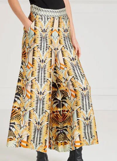 Temperley London Odette Satin Trousers In Black Mix In Yellow
