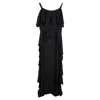 Temperley London Off-shoulder Maxi Ruffled Dress In Black Acetate In Black