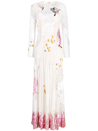 Temperley London Opera Tatoo Graphic-embroidered Flared Dress In White