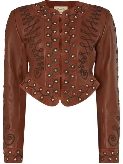 Temperley London Pablo Leather Jacket In Brown