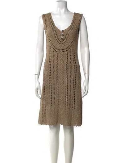 Pre-owned Temperley London Patterned Knee-length Dress In Gold/neutrals