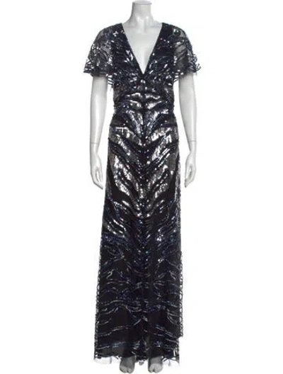 Pre-owned Temperley London Patterned Long Dress In Black