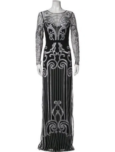 Pre-owned Temperley London Patterned Long Dress In Black