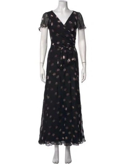 Pre-owned Temperley London Patterned Long Dress In Black
