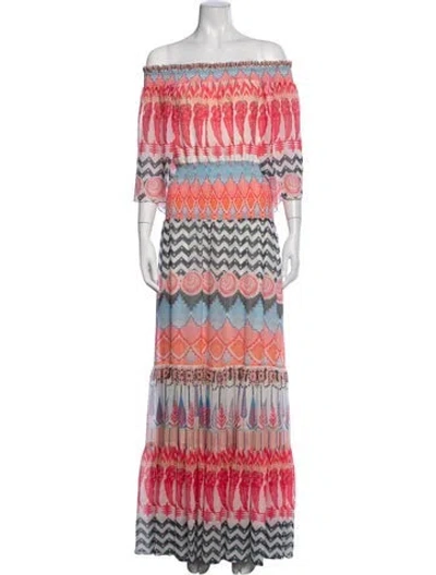 Pre-owned Temperley London Patterned Long Dress In Pink