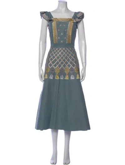 Pre-owned Temperley London Patterned Midi Length Dress In Blue