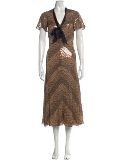 Pre-owned Temperley London Patterned Midi Length Dress In Neutrals