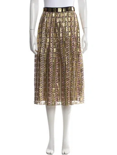 Pre-owned Temperley London Patterned Midi Length Skirt In Gold/metallic