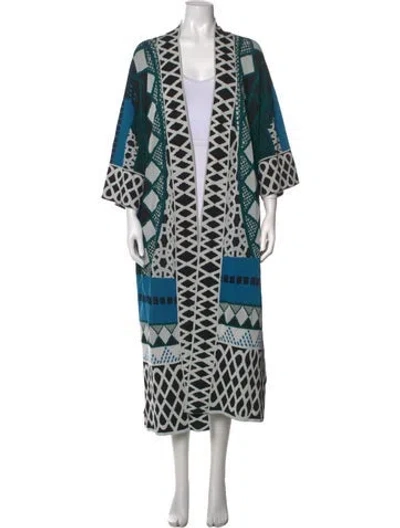 Pre-owned Temperley London Patterned Open Front Sweater In Blue