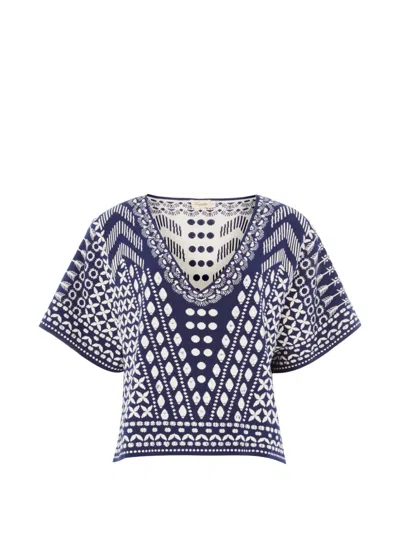 Temperley London Patterned V-neck Top In Multi