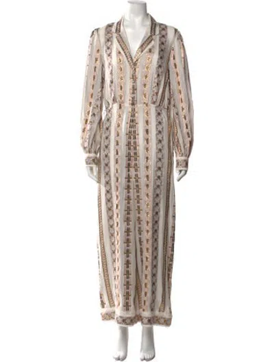 Pre-owned Temperley London Patterned V-neck Jumpsuit In Metallic/neutrals