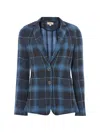 Temperley London Plaid Button Plath Jacket In Blue