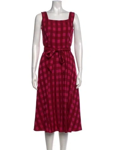 Pre-owned Temperley London Plaid Print Midi Length Dress In Pink