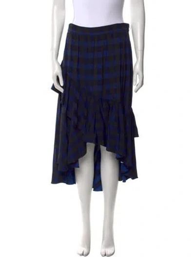 Pre-owned Temperley London Plaid Print Midi Length Skirt In Blue