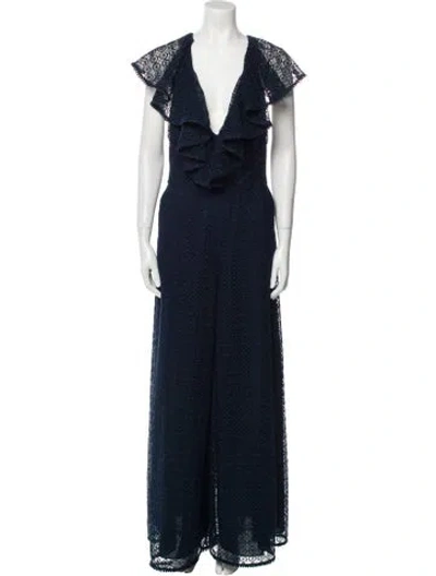 Pre-owned Temperley London Plunge Neckline Jumpsuit In Blue
