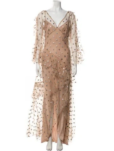 Pre-owned Temperley London Polka Dot Print Long Dress In Neutral