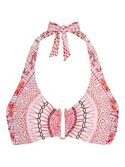 Temperley London Pomegranate Printed Halterneck Bikini Top