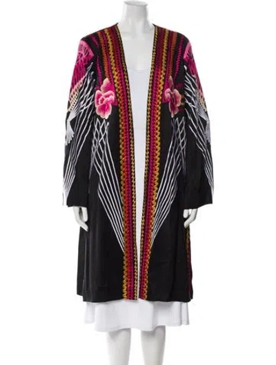 Pre-owned Temperley London Printed Embroidered Accent Robe In Black