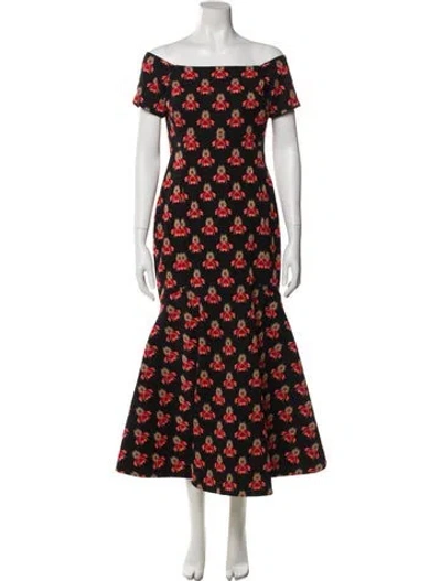 Pre-owned Temperley London Printed Long Dress In Black