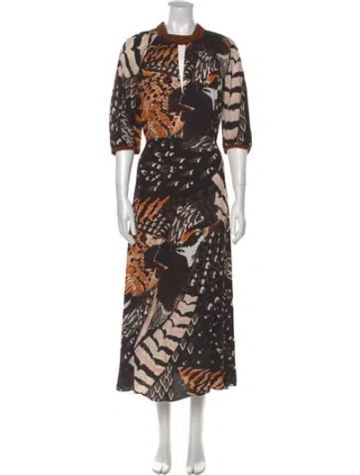 Pre-owned Temperley London Printed Long Dress In Black