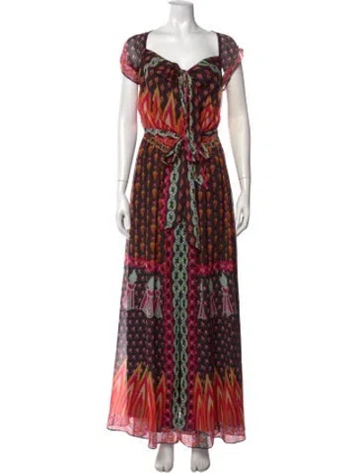 Pre-owned Temperley London Printed Long Dress In Black/orange