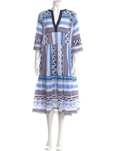 Pre-owned Temperley London Printed Long Dress In Blue