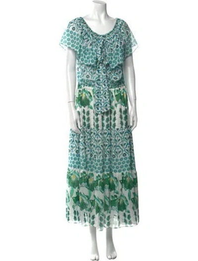 Pre-owned Temperley London Printed Long Dress In Blue